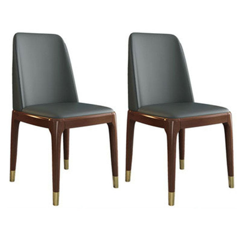 Contemporary Chair Dining Armless Chairs with Wooden Legs for Kitchen Dark Gray Brown Set of 2 Clearhalo ' kitchen&dining_furn' 'Dining Chairs' 'Dining Tables & Seating' 'dining_chair' 'Furniture' 'furniture_dining_chair' 'Kitchen & Dining Furniture' 'kitchen' 4622455