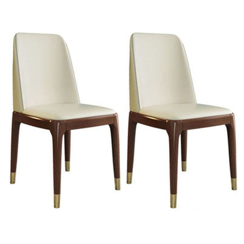 Contemporary Chair Dining Armless Chairs with Wooden Legs for Kitchen Off-White Brown Set of 2 Clearhalo ' kitchen&dining_furn' 'Dining Chairs' 'Dining Tables & Seating' 'dining_chair' 'Furniture' 'furniture_dining_chair' 'Kitchen & Dining Furniture' 'kitchen' 4622456
