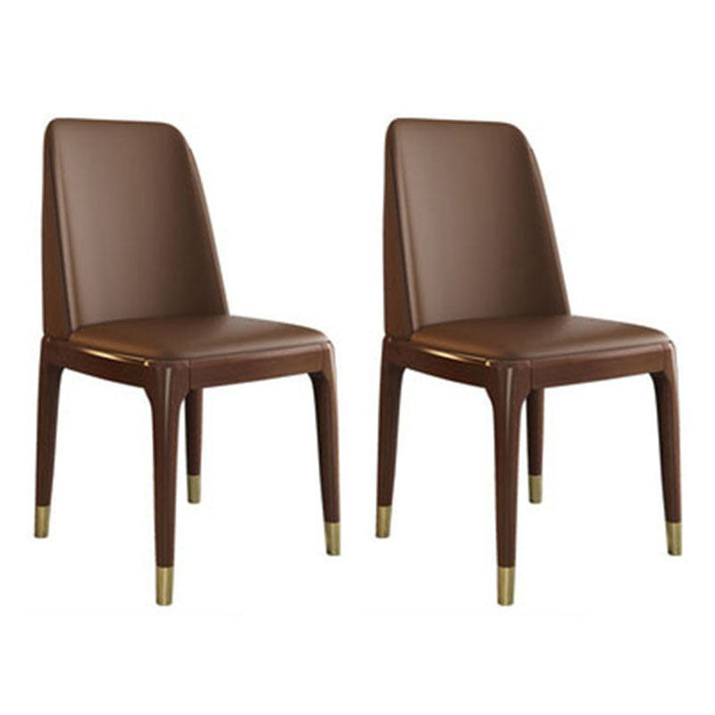 Contemporary Chair Dining Armless Chairs with Wooden Legs for Kitchen Coffee Brown Set of 2 Clearhalo ' kitchen&dining_furn' 'Dining Chairs' 'Dining Tables & Seating' 'dining_chair' 'Furniture' 'furniture_dining_chair' 'Kitchen & Dining Furniture' 'kitchen' 4622459