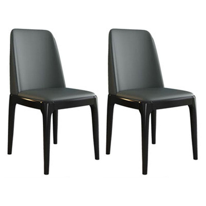 Contemporary Chair Dining Armless Chairs with Wooden Legs for Kitchen Dark Gray Black Set of 2 Clearhalo ' kitchen&dining_furn' 'Dining Chairs' 'Dining Tables & Seating' 'dining_chair' 'Furniture' 'furniture_dining_chair' 'Kitchen & Dining Furniture' 'kitchen' 4622461