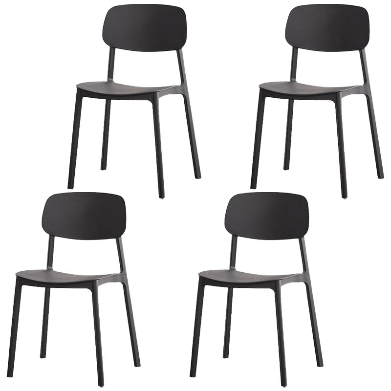 Modern Stackable Open Back Side Chair Plastic Matte Finish Dining Chair Black 4 Piece Set Clearhalo ' kitchen&dining_furn' 'Dining Chairs' 'Dining Tables & Seating' 'dining_chair' 'furn' 'furn_dining_chair' 'Furniture' 'furniture_dining_chair' 'Kitchen & Dining Furniture' 'kitchen' 4622464