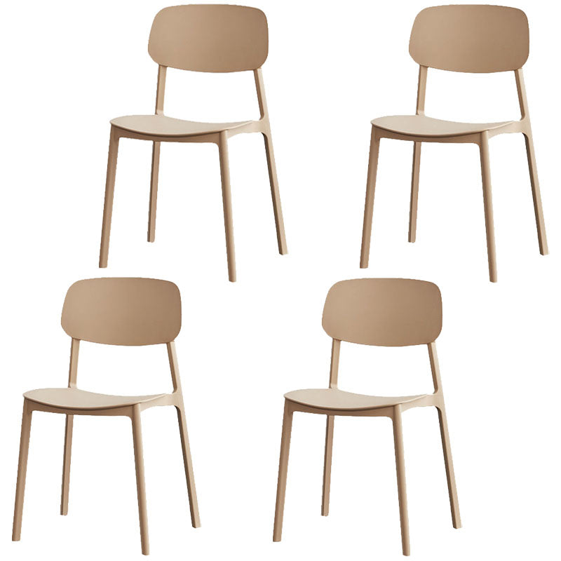 Modern Stackable Open Back Side Chair Plastic Matte Finish Dining Chair Light Khaki 4 Piece Set Clearhalo ' kitchen&dining_furn' 'Dining Chairs' 'Dining Tables & Seating' 'dining_chair' 'furn' 'furn_dining_chair' 'Furniture' 'furniture_dining_chair' 'Kitchen & Dining Furniture' 'kitchen' 4622470