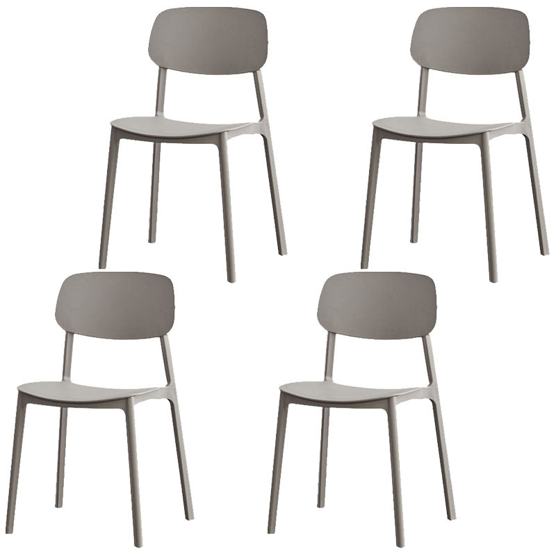 Modern Stackable Open Back Side Chair Plastic Matte Finish Dining Chair Grey 4 Piece Set Clearhalo ' kitchen&dining_furn' 'Dining Chairs' 'Dining Tables & Seating' 'dining_chair' 'furn' 'furn_dining_chair' 'Furniture' 'furniture_dining_chair' 'Kitchen & Dining Furniture' 'kitchen' 4622481
