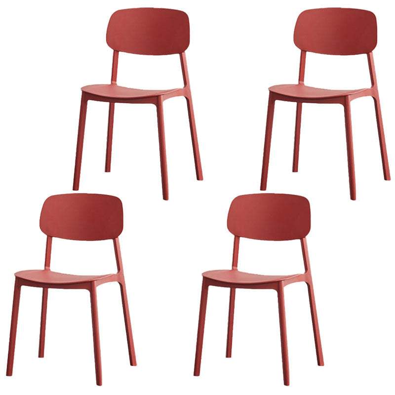 Modern Stackable Open Back Side Chair Plastic Matte Finish Dining Chair Watermelon Red 4 Piece Set Clearhalo ' kitchen&dining_furn' 'Dining Chairs' 'Dining Tables & Seating' 'dining_chair' 'furn' 'furn_dining_chair' 'Furniture' 'furniture_dining_chair' 'Kitchen & Dining Furniture' 'kitchen' 4622483
