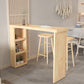Modern Wood Patio Bar Table with Rectangle Table Top Double Pedestal Table- 41.3" H Clearhalo 'Bar Furniture' 'Bar Tables' 'bar_tables' 'furn' 'furn_bar_tables' 'Furniture' 'furniture_bar_tables' 'Kitchen & Dining Furniture' 4622502