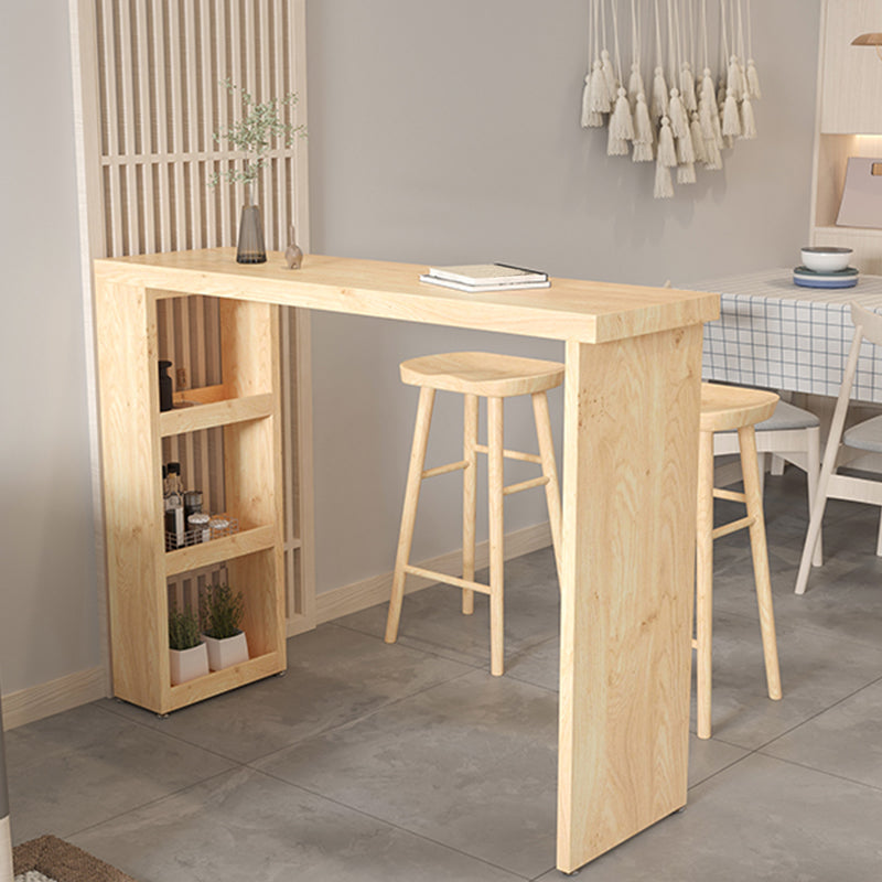 Modern Wood Patio Bar Table with Rectangle Table Top Double Pedestal Table- 41.3" H Clearhalo 'Bar Furniture' 'Bar Tables' 'bar_tables' 'furn' 'furn_bar_tables' 'Furniture' 'furniture_bar_tables' 'Kitchen & Dining Furniture' 4622502