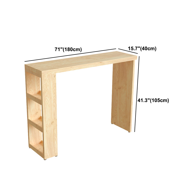 Modern Wood Patio Bar Table with Rectangle Table Top Double Pedestal Table- 41.3" H Clearhalo 'Bar Furniture' 'Bar Tables' 'bar_tables' 'furn' 'furn_bar_tables' 'Furniture' 'furniture_bar_tables' 'Kitchen & Dining Furniture' 4622507