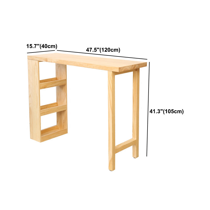 Modern Wood Patio Bar Table with Rectangle Table Top Double Pedestal Table- 41.3" H Clearhalo 'Bar Furniture' 'Bar Tables' 'bar_tables' 'furn' 'furn_bar_tables' 'Furniture' 'furniture_bar_tables' 'Kitchen & Dining Furniture' 4622510
