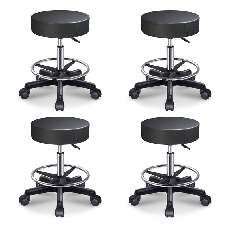 Modern Adjustable Rotatable Counter Stool Steel Kitchen Bar Stool with Cushion Gloss Black 4 Piece Set Clearhalo 'Bar Furniture' 'Bar Stools' 'bar_stools' 'furn' 'furn_bar_stools' 'furniture_bar_stools' 'Kitchen & Dining Furniture' 'kitchen&dining_furn' 'kitchen' 'kitchen_furn' Furniture' 4624722