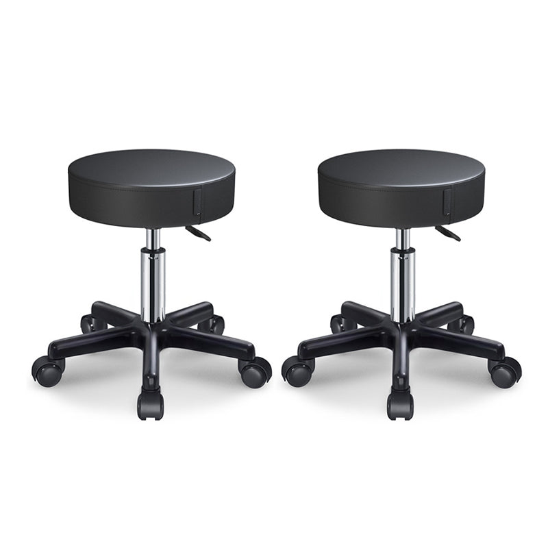 Modern Adjustable Rotatable Counter Stool Steel Kitchen Bar Stool with Cushion Black 2 Piece Set Clearhalo 'Bar Furniture' 'Bar Stools' 'bar_stools' 'furn' 'furn_bar_stools' 'furniture_bar_stools' 'Kitchen & Dining Furniture' 'kitchen&dining_furn' 'kitchen' 'kitchen_furn' Furniture' 4624726