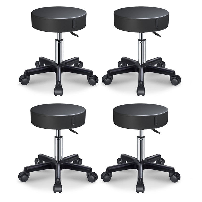 Modern Adjustable Rotatable Counter Stool Steel Kitchen Bar Stool with Cushion Black 4 Piece Set Clearhalo 'Bar Furniture' 'Bar Stools' 'bar_stools' 'furn' 'furn_bar_stools' 'furniture_bar_stools' 'Kitchen & Dining Furniture' 'kitchen&dining_furn' 'kitchen' 'kitchen_furn' Furniture' 4624728