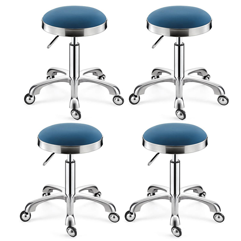 Modern Adjustable Rotatable Counter Stool Steel Kitchen Bar Stool with Cushion Blue 4 Piece Set Clearhalo 'Bar Furniture' 'Bar Stools' 'bar_stools' 'furn' 'furn_bar_stools' 'furniture_bar_stools' 'Kitchen & Dining Furniture' 'kitchen&dining_furn' 'kitchen' 'kitchen_furn' Furniture' 4624734