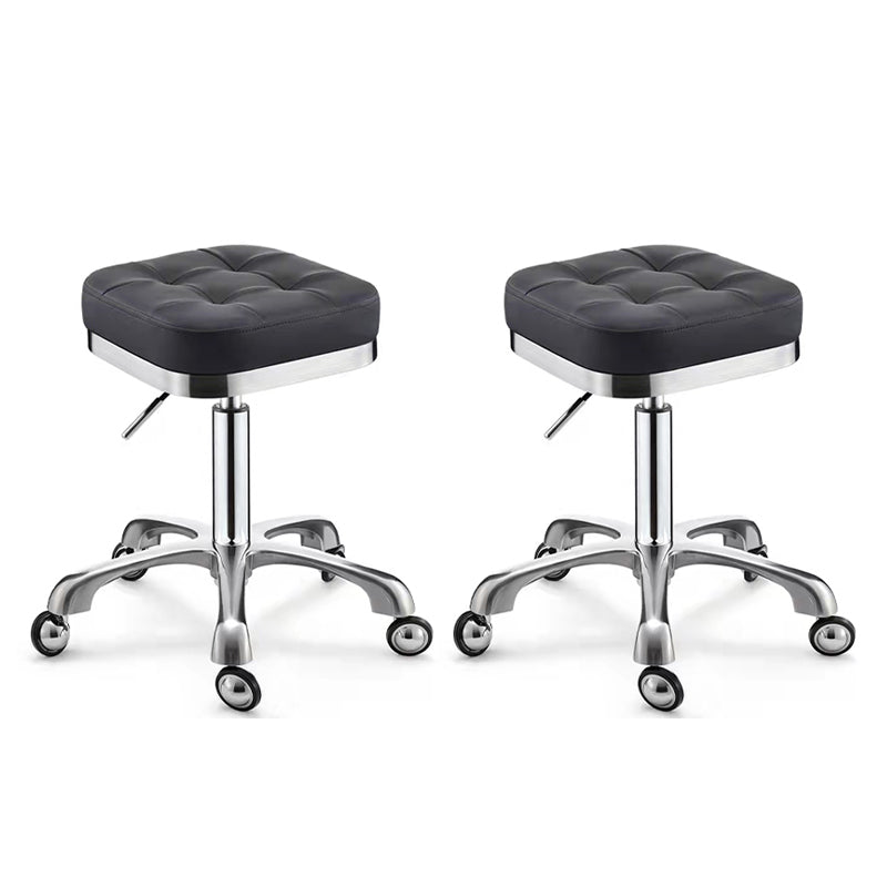 Modern Adjustable Rotatable Counter Stool Steel Kitchen Bar Stool with Cushion Textured Black 2 Piece Set Clearhalo 'Bar Furniture' 'Bar Stools' 'bar_stools' 'furn' 'furn_bar_stools' 'furniture_bar_stools' 'Kitchen & Dining Furniture' 'kitchen&dining_furn' 'kitchen' 'kitchen_furn' Furniture' 4624747