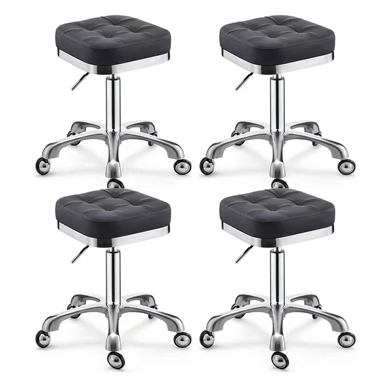 Modern Adjustable Rotatable Counter Stool Steel Kitchen Bar Stool with Cushion Textured Black 4 Piece Set Clearhalo 'Bar Furniture' 'Bar Stools' 'bar_stools' 'furn' 'furn_bar_stools' 'furniture_bar_stools' 'Kitchen & Dining Furniture' 'kitchen&dining_furn' 'kitchen' 'kitchen_furn' Furniture' 4624748