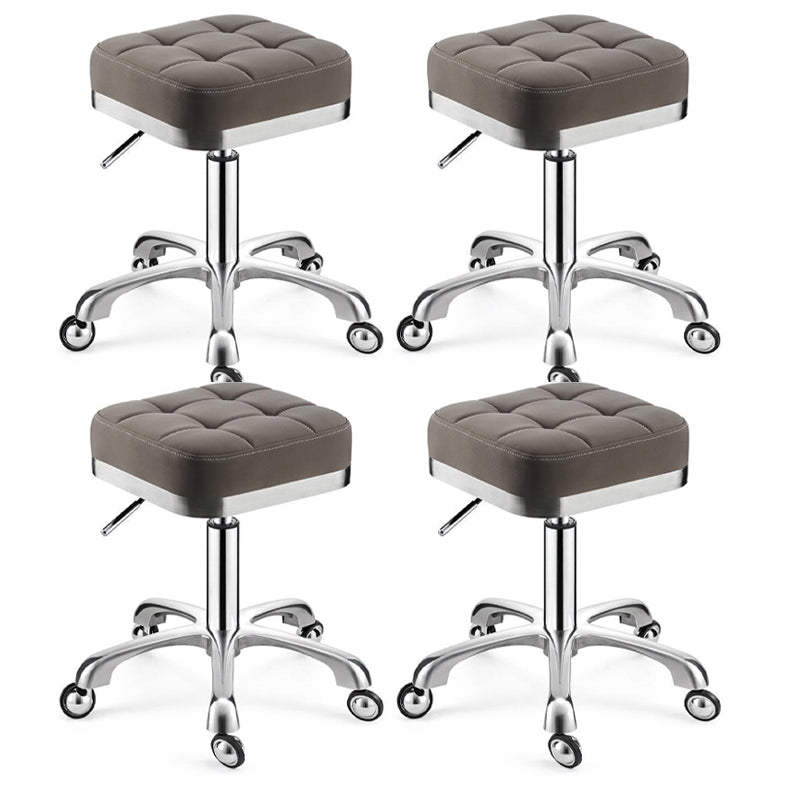 Modern Adjustable Rotatable Counter Stool Steel Kitchen Bar Stool with Cushion Light Gray 4 Piece Set Clearhalo 'Bar Furniture' 'Bar Stools' 'bar_stools' 'furn' 'furn_bar_stools' 'furniture_bar_stools' 'Kitchen & Dining Furniture' 'kitchen&dining_furn' 'kitchen' 'kitchen_furn' Furniture' 4624751