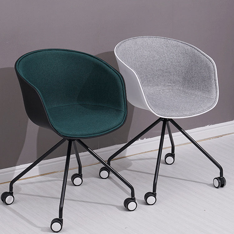 Modern Swivel Solid Back Arm Chair Plastic Matte Finish Dining Chair Clearhalo ' kitchen&dining_furn' 'Dining Chairs' 'Dining Tables & Seating' 'dining_chair' 'furn' 'furn_dining_chair' 'Furniture' 'furniture_dining_chair' 'Kitchen & Dining Furniture' 'kitchen' 4624761