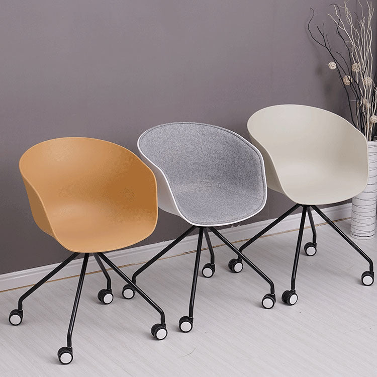 Modern Swivel Solid Back Arm Chair Plastic Matte Finish Dining Chair Clearhalo ' kitchen&dining_furn' 'Dining Chairs' 'Dining Tables & Seating' 'dining_chair' 'furn' 'furn_dining_chair' 'Furniture' 'furniture_dining_chair' 'Kitchen & Dining Furniture' 'kitchen' 4624763