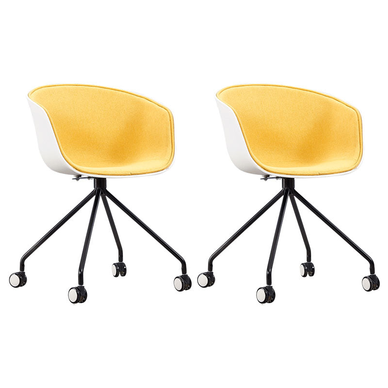 Modern Swivel Solid Back Arm Chair Plastic Matte Finish Dining Chair Golden 2 Piece Set Clearhalo ' kitchen&dining_furn' 'Dining Chairs' 'Dining Tables & Seating' 'dining_chair' 'furn' 'furn_dining_chair' 'Furniture' 'furniture_dining_chair' 'Kitchen & Dining Furniture' 'kitchen' 4624764