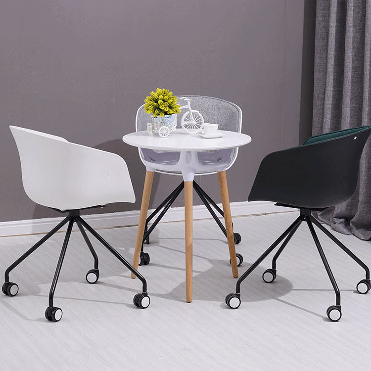Modern Swivel Solid Back Arm Chair Plastic Matte Finish Dining Chair Clearhalo ' kitchen&dining_furn' 'Dining Chairs' 'Dining Tables & Seating' 'dining_chair' 'furn' 'furn_dining_chair' 'Furniture' 'furniture_dining_chair' 'Kitchen & Dining Furniture' 'kitchen' 4624765