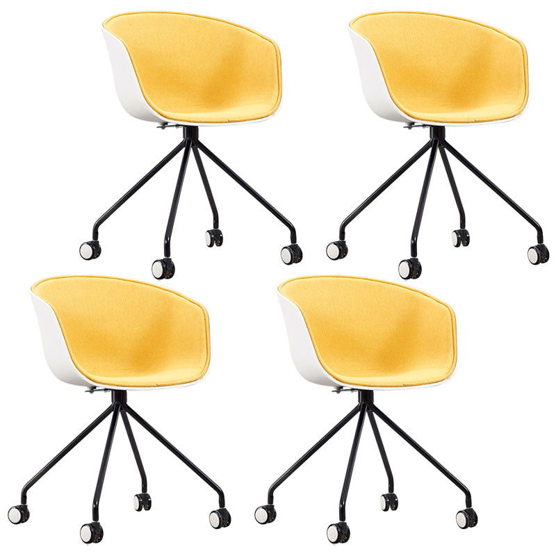 Modern Swivel Solid Back Arm Chair Plastic Matte Finish Dining Chair Golden 4 Piece Set Clearhalo ' kitchen&dining_furn' 'Dining Chairs' 'Dining Tables & Seating' 'dining_chair' 'furn' 'furn_dining_chair' 'Furniture' 'furniture_dining_chair' 'Kitchen & Dining Furniture' 'kitchen' 4624766