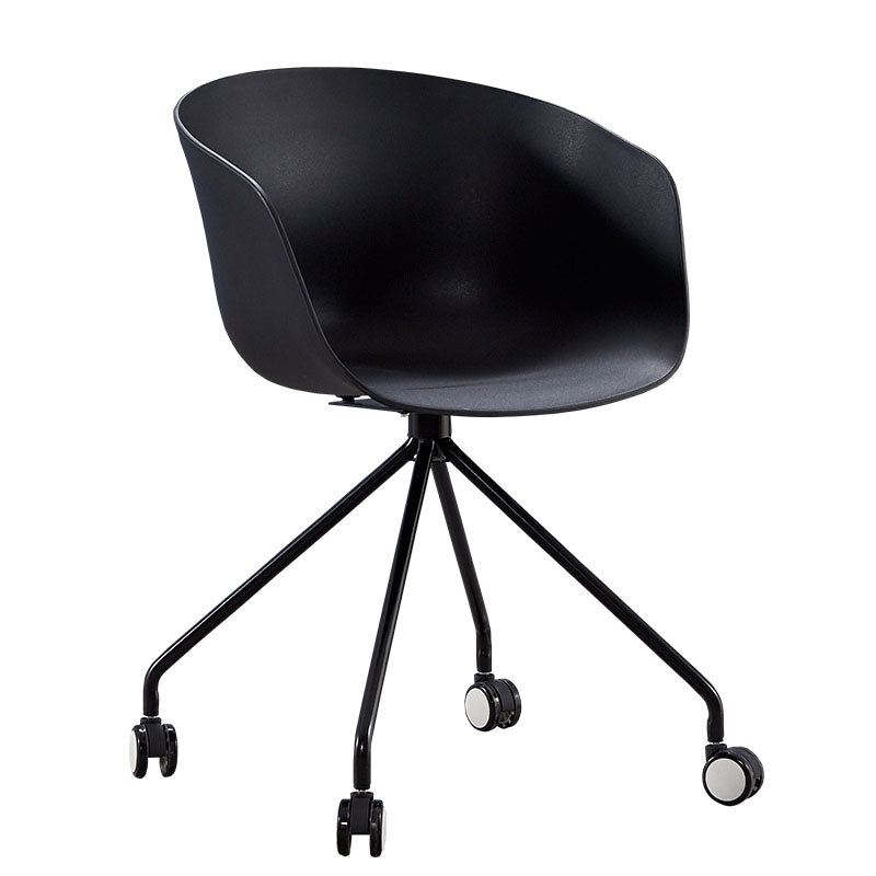 Modern Swivel Solid Back Arm Chair Plastic Matte Finish Dining Chair Black 1 Piece Clearhalo ' kitchen&dining_furn' 'Dining Chairs' 'Dining Tables & Seating' 'dining_chair' 'furn' 'furn_dining_chair' 'Furniture' 'furniture_dining_chair' 'Kitchen & Dining Furniture' 'kitchen' 4624767