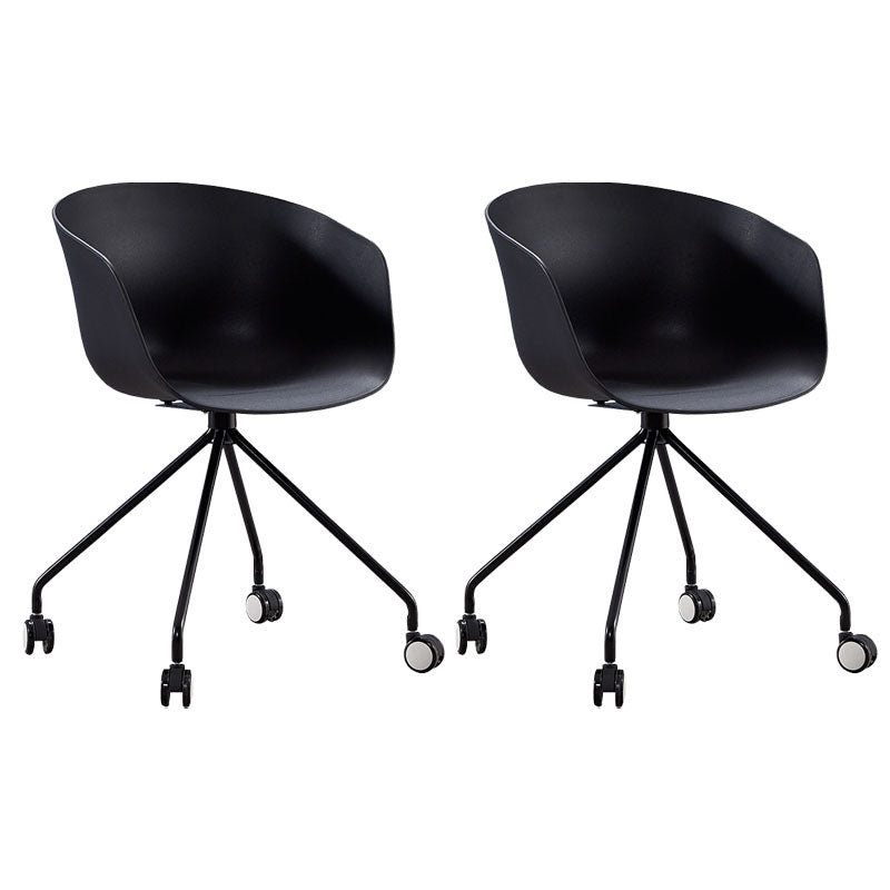 Modern Swivel Solid Back Arm Chair Plastic Matte Finish Dining Chair Black 2 Piece Set Clearhalo ' kitchen&dining_furn' 'Dining Chairs' 'Dining Tables & Seating' 'dining_chair' 'furn' 'furn_dining_chair' 'Furniture' 'furniture_dining_chair' 'Kitchen & Dining Furniture' 'kitchen' 4624769