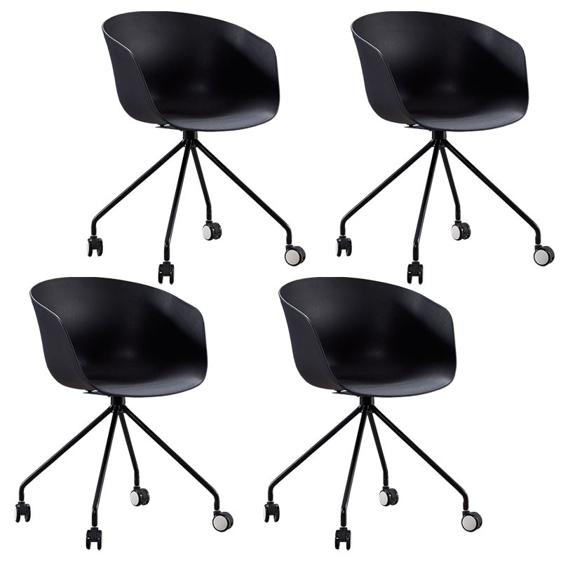 Modern Swivel Solid Back Arm Chair Plastic Matte Finish Dining Chair Black 4 Piece Set Clearhalo ' kitchen&dining_furn' 'Dining Chairs' 'Dining Tables & Seating' 'dining_chair' 'furn' 'furn_dining_chair' 'Furniture' 'furniture_dining_chair' 'Kitchen & Dining Furniture' 'kitchen' 4624771