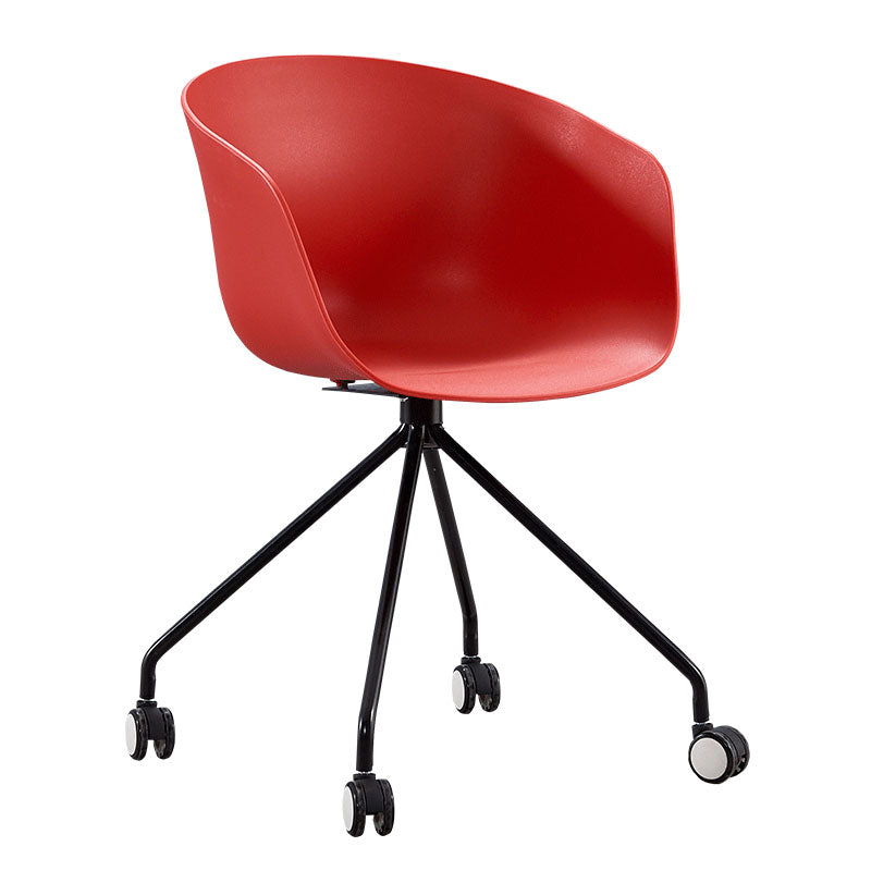 Modern Swivel Solid Back Arm Chair Plastic Matte Finish Dining Chair Red 1 Piece Clearhalo ' kitchen&dining_furn' 'Dining Chairs' 'Dining Tables & Seating' 'dining_chair' 'furn' 'furn_dining_chair' 'Furniture' 'furniture_dining_chair' 'Kitchen & Dining Furniture' 'kitchen' 4624773
