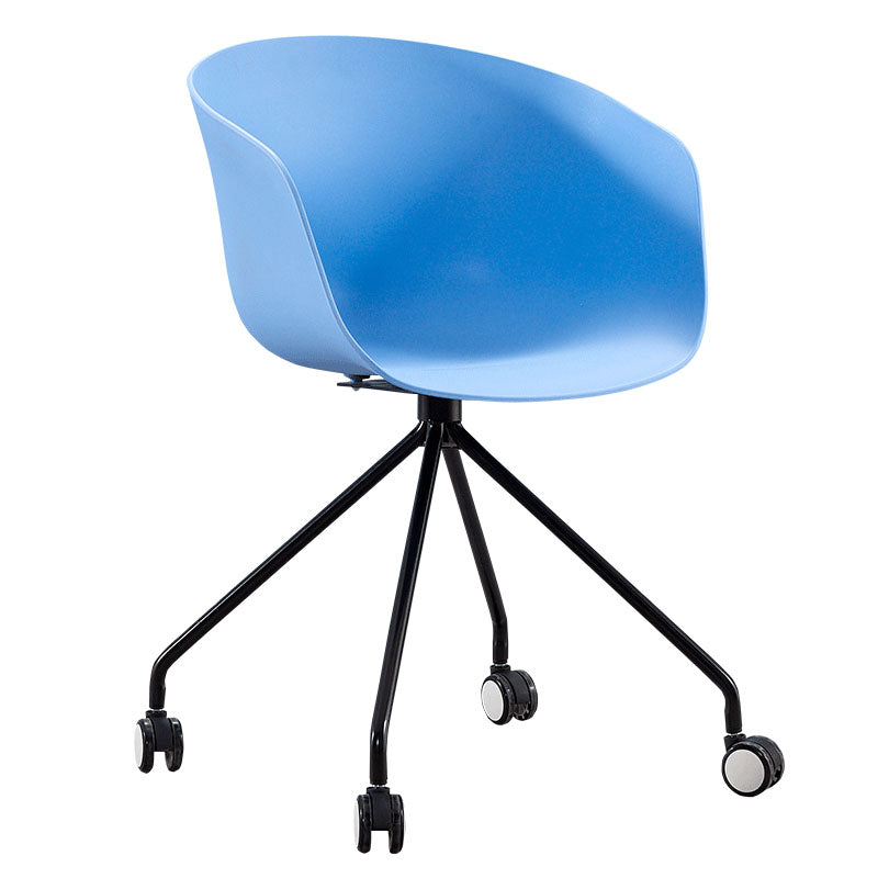 Modern Swivel Solid Back Arm Chair Plastic Matte Finish Dining Chair Blue 1 Piece Clearhalo ' kitchen&dining_furn' 'Dining Chairs' 'Dining Tables & Seating' 'dining_chair' 'furn' 'furn_dining_chair' 'Furniture' 'furniture_dining_chair' 'Kitchen & Dining Furniture' 'kitchen' 4624779