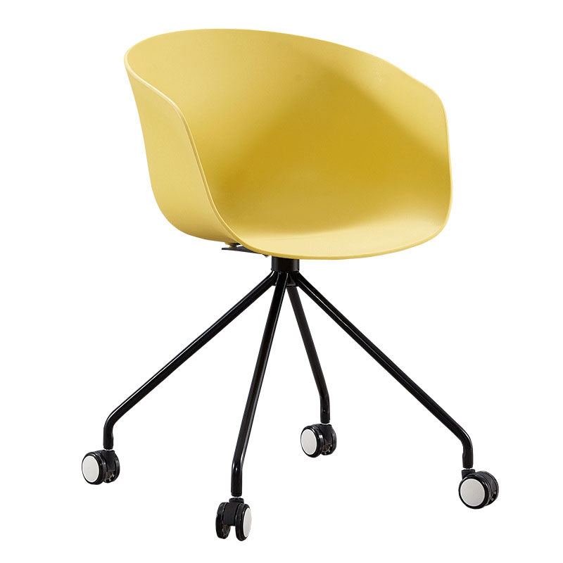 Modern Swivel Solid Back Arm Chair Plastic Matte Finish Dining Chair Yellow 1 Piece Clearhalo ' kitchen&dining_furn' 'Dining Chairs' 'Dining Tables & Seating' 'dining_chair' 'furn' 'furn_dining_chair' 'Furniture' 'furniture_dining_chair' 'Kitchen & Dining Furniture' 'kitchen' 4624782