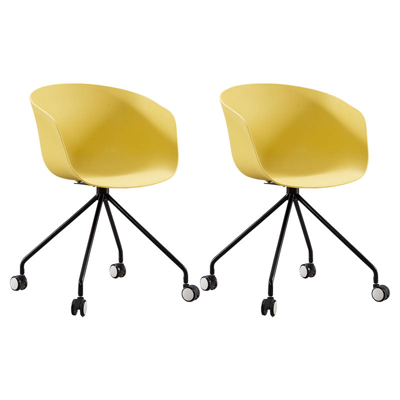 Modern Swivel Solid Back Arm Chair Plastic Matte Finish Dining Chair Yellow 2 Piece Set Clearhalo ' kitchen&dining_furn' 'Dining Chairs' 'Dining Tables & Seating' 'dining_chair' 'furn' 'furn_dining_chair' 'Furniture' 'furniture_dining_chair' 'Kitchen & Dining Furniture' 'kitchen' 4624783