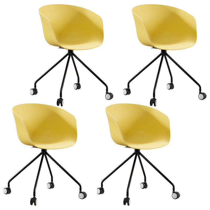 Modern Swivel Solid Back Arm Chair Plastic Matte Finish Dining Chair Yellow 4 Piece Set Clearhalo ' kitchen&dining_furn' 'Dining Chairs' 'Dining Tables & Seating' 'dining_chair' 'furn' 'furn_dining_chair' 'Furniture' 'furniture_dining_chair' 'Kitchen & Dining Furniture' 'kitchen' 4624784