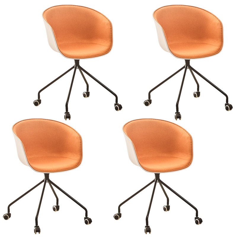 Modern Swivel Solid Back Arm Chair Plastic Matte Finish Dining Chair Orange 4 Piece Set Clearhalo ' kitchen&dining_furn' 'Dining Chairs' 'Dining Tables & Seating' 'dining_chair' 'furn' 'furn_dining_chair' 'Furniture' 'furniture_dining_chair' 'Kitchen & Dining Furniture' 'kitchen' 4624793