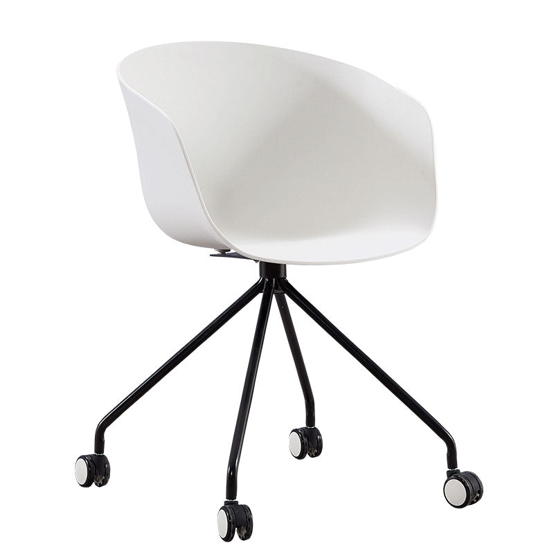 Modern Swivel Solid Back Arm Chair Plastic Matte Finish Dining Chair White 1 Piece Clearhalo ' kitchen&dining_furn' 'Dining Chairs' 'Dining Tables & Seating' 'dining_chair' 'furn' 'furn_dining_chair' 'Furniture' 'furniture_dining_chair' 'Kitchen & Dining Furniture' 'kitchen' 4624794