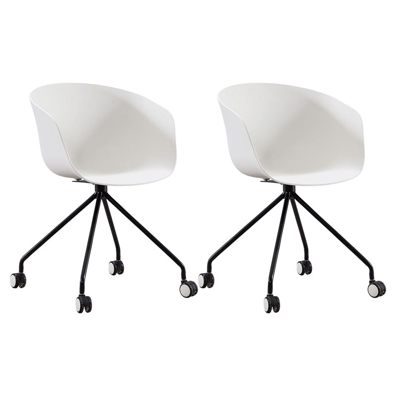 Modern Swivel Solid Back Arm Chair Plastic Matte Finish Dining Chair White 2 Piece Set Clearhalo ' kitchen&dining_furn' 'Dining Chairs' 'Dining Tables & Seating' 'dining_chair' 'furn' 'furn_dining_chair' 'Furniture' 'furniture_dining_chair' 'Kitchen & Dining Furniture' 'kitchen' 4624795