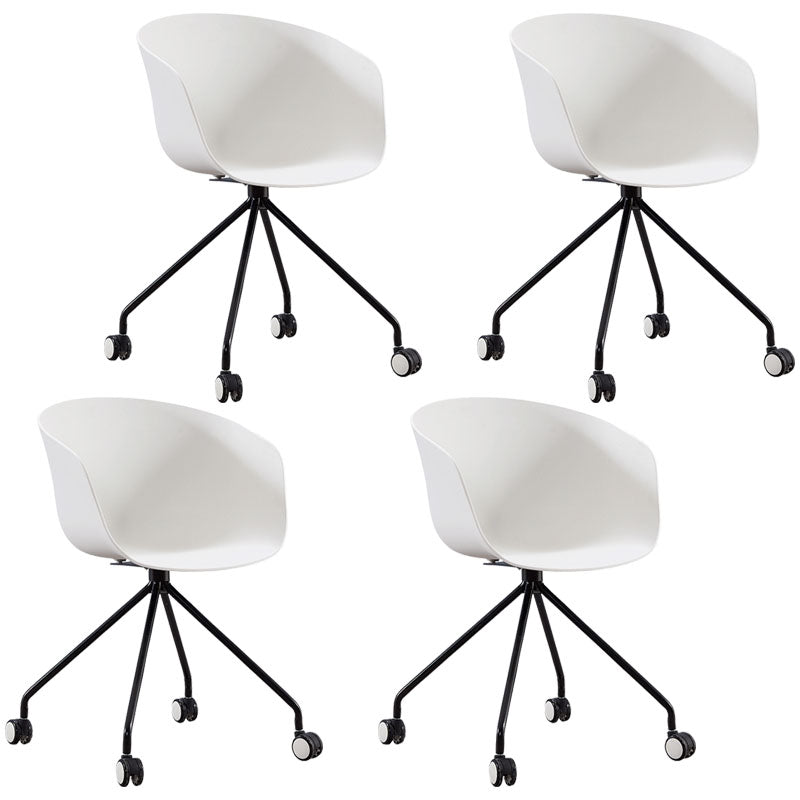 Modern Swivel Solid Back Arm Chair Plastic Matte Finish Dining Chair White 4 Piece Set Clearhalo ' kitchen&dining_furn' 'Dining Chairs' 'Dining Tables & Seating' 'dining_chair' 'furn' 'furn_dining_chair' 'Furniture' 'furniture_dining_chair' 'Kitchen & Dining Furniture' 'kitchen' 4624796