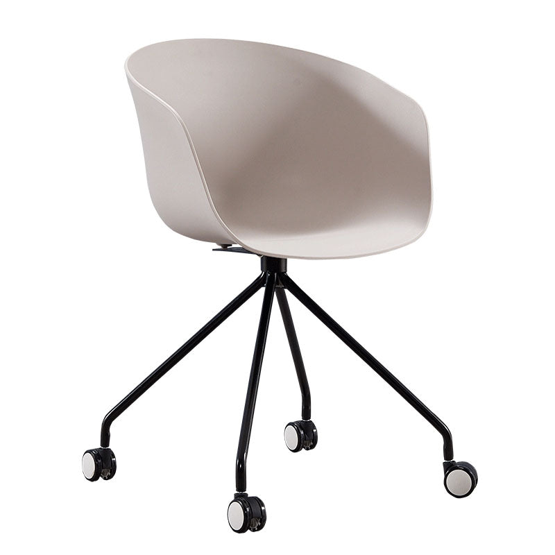 Modern Swivel Solid Back Arm Chair Plastic Matte Finish Dining Chair Silver Gray 1 Piece Clearhalo ' kitchen&dining_furn' 'Dining Chairs' 'Dining Tables & Seating' 'dining_chair' 'furn' 'furn_dining_chair' 'Furniture' 'furniture_dining_chair' 'Kitchen & Dining Furniture' 'kitchen' 4624797