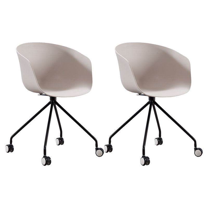 Modern Swivel Solid Back Arm Chair Plastic Matte Finish Dining Chair Silver Gray 2 Piece Set Clearhalo ' kitchen&dining_furn' 'Dining Chairs' 'Dining Tables & Seating' 'dining_chair' 'furn' 'furn_dining_chair' 'Furniture' 'furniture_dining_chair' 'Kitchen & Dining Furniture' 'kitchen' 4624798