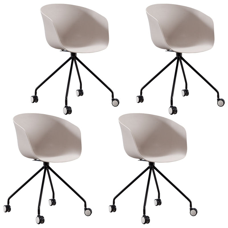 Modern Swivel Solid Back Arm Chair Plastic Matte Finish Dining Chair Silver Gray 4 Piece Set Clearhalo ' kitchen&dining_furn' 'Dining Chairs' 'Dining Tables & Seating' 'dining_chair' 'furn' 'furn_dining_chair' 'Furniture' 'furniture_dining_chair' 'Kitchen & Dining Furniture' 'kitchen' 4624799