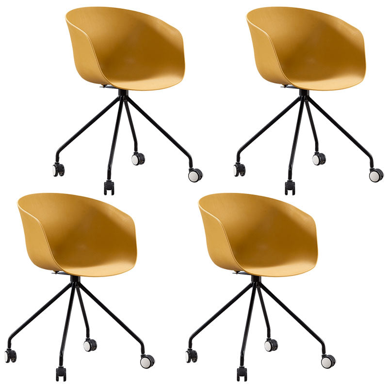 Modern Swivel Solid Back Arm Chair Plastic Matte Finish Dining Chair Ginger 4 Piece Set Clearhalo ' kitchen&dining_furn' 'Dining Chairs' 'Dining Tables & Seating' 'dining_chair' 'furn' 'furn_dining_chair' 'Furniture' 'furniture_dining_chair' 'Kitchen & Dining Furniture' 'kitchen' 4624802