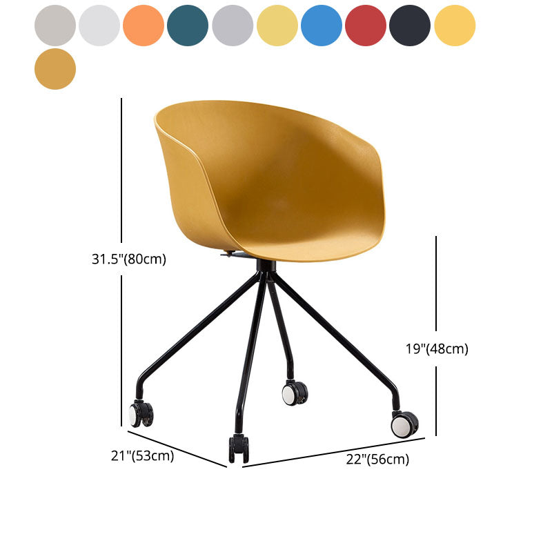 Modern Swivel Solid Back Arm Chair Plastic Matte Finish Dining Chair Clearhalo ' kitchen&dining_furn' 'Dining Chairs' 'Dining Tables & Seating' 'dining_chair' 'furn' 'furn_dining_chair' 'Furniture' 'furniture_dining_chair' 'Kitchen & Dining Furniture' 'kitchen' 4624803
