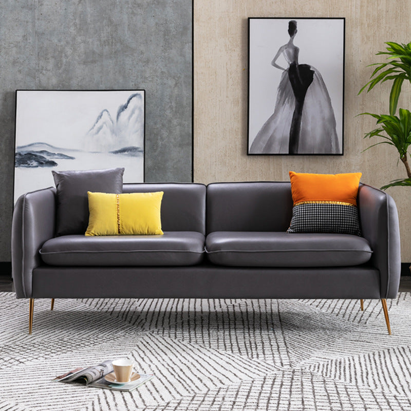 Modern Standard Faux Leather Sofa 3 Seater Square Arm Sofa for Living Room Dark Gray Clearhalo 'Furniture' 'furniture_sofas' 'kitchen' 'kitchen_sofas' 'Living Room Furniture' 'Sofa' 'sofas' 4624808