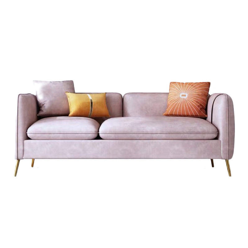 Modern Standard Faux Leather Sofa 3 Seater Square Arm Sofa for Living Room Pink Clearhalo 'Furniture' 'furniture_sofas' 'kitchen' 'kitchen_sofas' 'Living Room Furniture' 'Sofa' 'sofas' 4624809