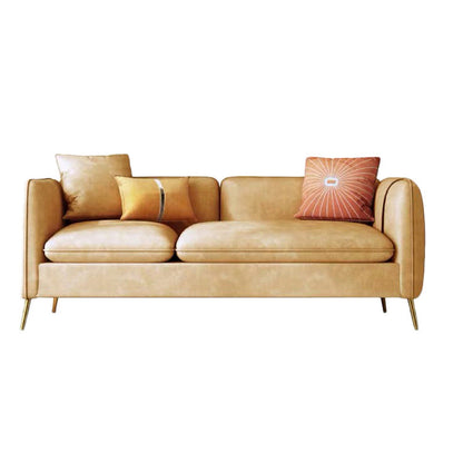 Modern Standard Faux Leather Sofa 3 Seater Square Arm Sofa for Living Room Brown Clearhalo 'Furniture' 'furniture_sofas' 'kitchen' 'kitchen_sofas' 'Living Room Furniture' 'Sofa' 'sofas' 4624813