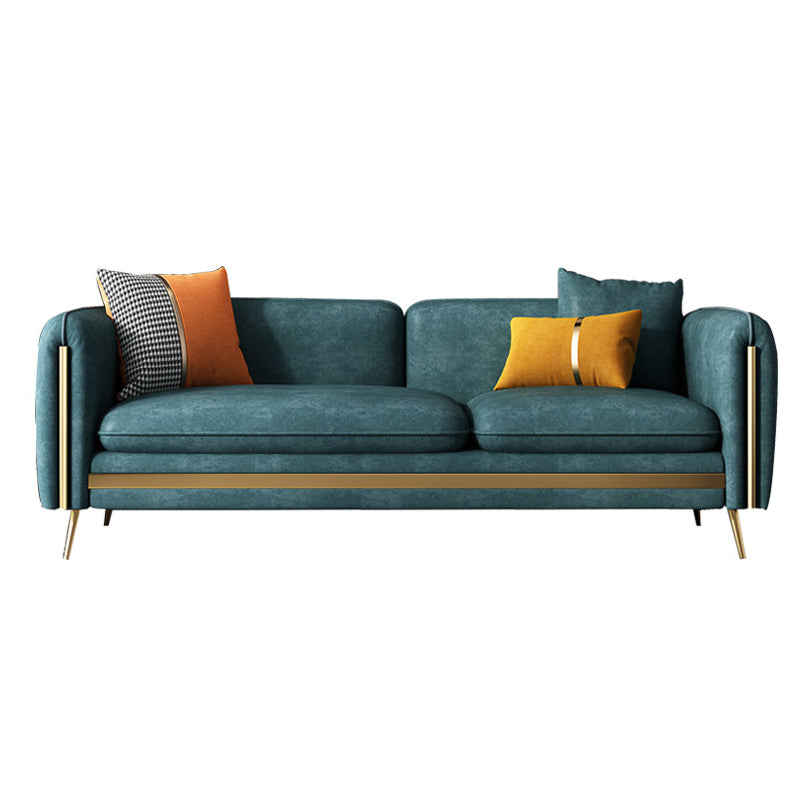 Modern Standard Faux Leather Sofa 3 Seater Square Arm Sofa for Living Room Peacock Green Clearhalo 'Furniture' 'furniture_sofas' 'kitchen' 'kitchen_sofas' 'Living Room Furniture' 'Sofa' 'sofas' 4624815