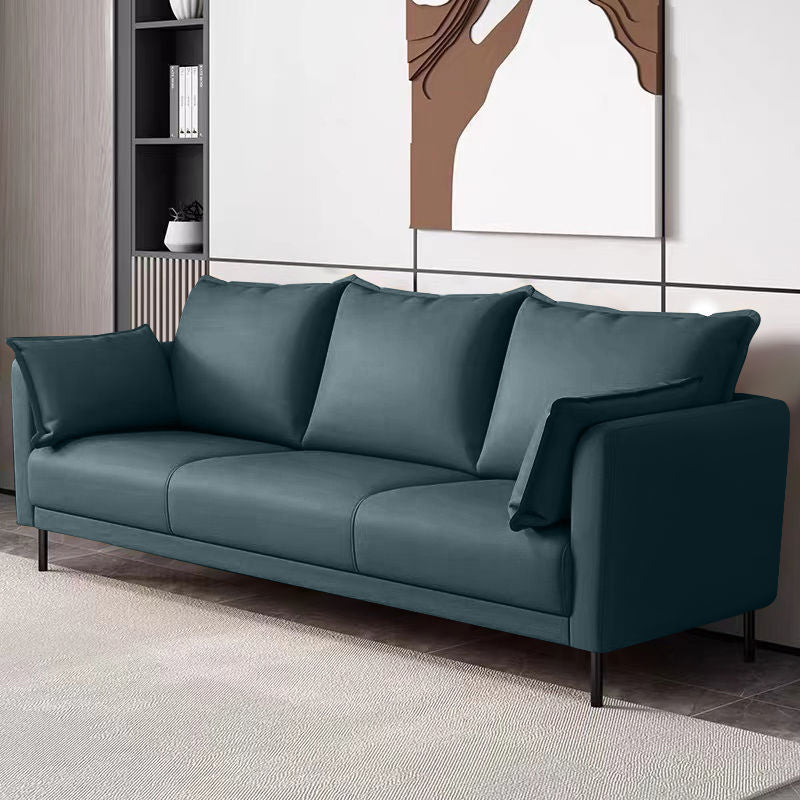 Standard Loose Back Square Arm Loveseat Faux Leather Stain Resistant Settee Furniture Royal Blue Clearhalo 'Furniture' 'furniture_sofas' 'kitchen' 'kitchen_sofas' 'Living Room Furniture' 'Sofa' 'sofas' 4624833