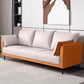 Standard Loose Back Square Arm Loveseat Faux Leather Stain Resistant Settee Furniture Orange White Clearhalo 'Furniture' 'furniture_sofas' 'kitchen' 'kitchen_sofas' 'Living Room Furniture' 'Sofa' 'sofas' 4624838