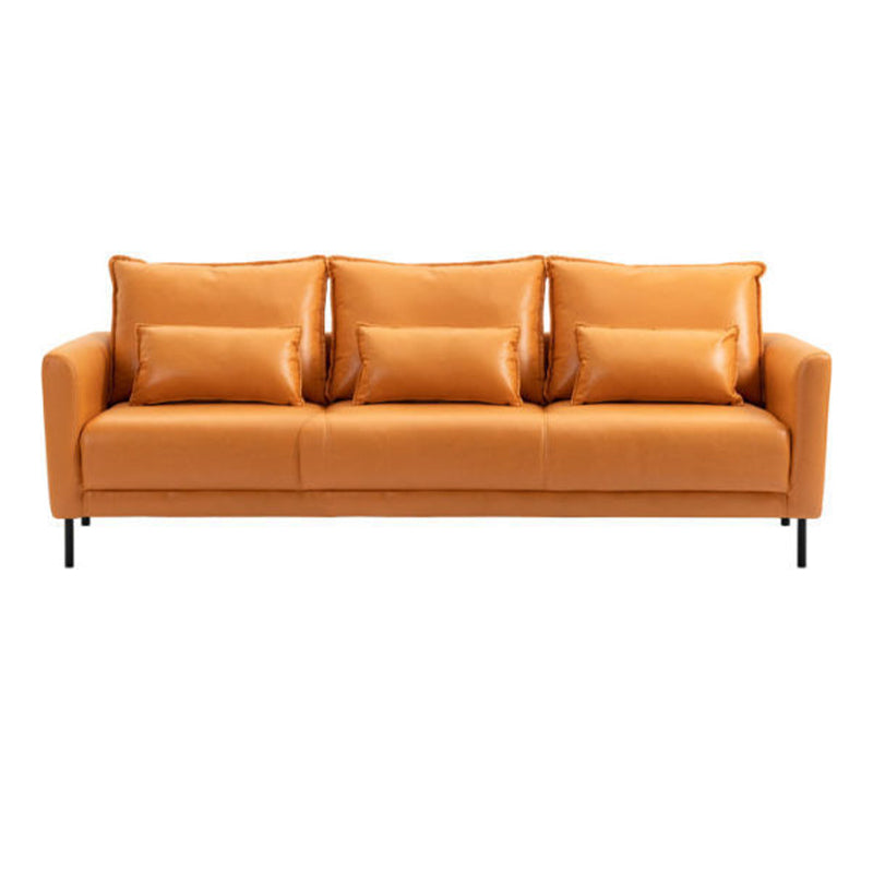 Standard Loose Back Square Arm Loveseat Faux Leather Stain Resistant Settee Furniture Clearhalo 'Furniture' 'furniture_sofas' 'kitchen' 'kitchen_sofas' 'Living Room Furniture' 'Sofa' 'sofas' 4624841