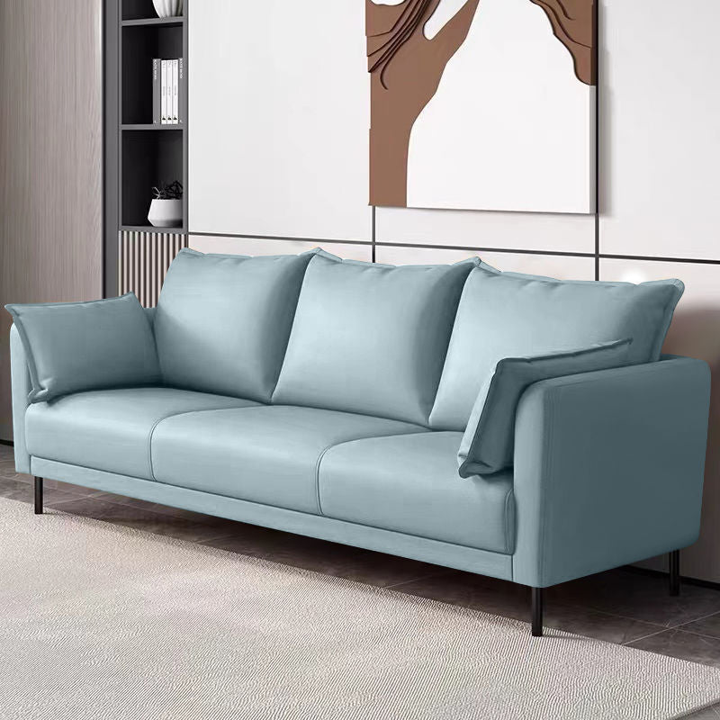 Standard Loose Back Square Arm Loveseat Faux Leather Stain Resistant Settee Furniture Mint Green Clearhalo 'Furniture' 'furniture_sofas' 'kitchen' 'kitchen_sofas' 'Living Room Furniture' 'Sofa' 'sofas' 4624843