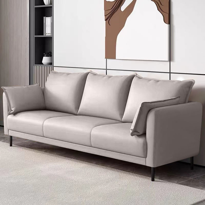 Standard Loose Back Square Arm Loveseat Faux Leather Stain Resistant Settee Furniture Off-White Clearhalo 'Furniture' 'furniture_sofas' 'kitchen' 'kitchen_sofas' 'Living Room Furniture' 'Sofa' 'sofas' 4624845